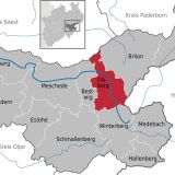 Grafische Darstellung zur Lage des Bezirks Olsberg im Hochsauerlandkreis