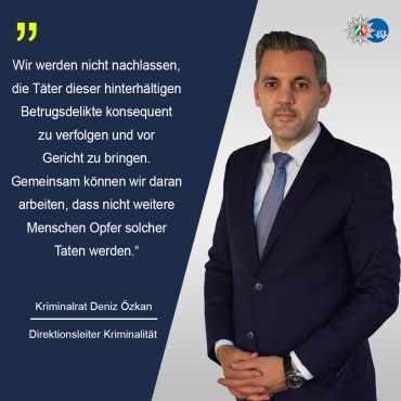 Kriminalrat Deniz Özkan rät sich über Betrugsmaschen zu informieren